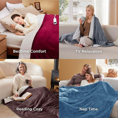 Bedsure Electric Blanket King Size - Dual Control Heated Blanket King Size, Fast Heating with 10 Time Settings & 10 Heat Settings, Warm Gift for Grandma (100x90 inches, Sage Green)