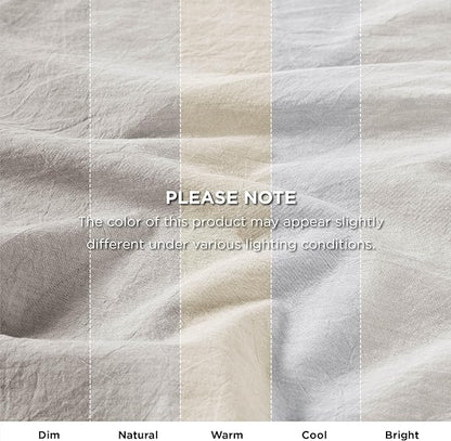 Bedsure 5 Pieces Cotton Comforter Set with Waffle Throw Blanket - Soft Breathable Bedding Set for All Seasons, Beige Comforter Full Size, Pillow Shams, White 100% Cotton Blanket, Throw Pillow