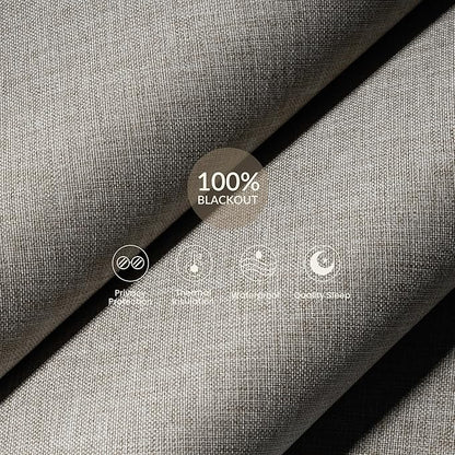 Boolegon Motorized Roller Blinds with Remote Control,Blackout Linen Fabric-Matched Automatic Roller Shades for Windows,Rechargeable Electric Window Shades for Home,Office,Light Brown,Custom Now