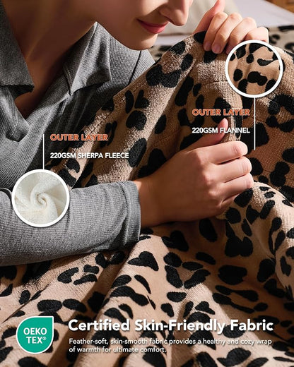 Homemate Electric Heated Blanket Full Size - 72"x84" Heating Blanket Full Size 1/2/4/6/8 Hours Auto-Off 10 Heat Level Over-Heat Protection Flannel Sherpa ETL Certification