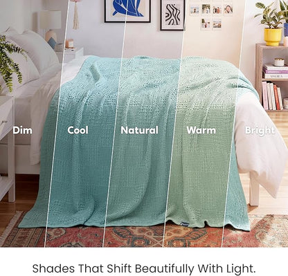Joiedomi Cooling Waffle Blanket - Turkish Cotton Queen Size Soft Sage Green Blanket, Summer Breathable of Rayon Derived from Bamboo for Hot Sleepers, Luxuries Throw for Bed, Couch and Sofa