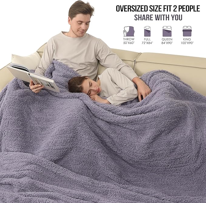 Queen Heated Blanket, Queen Size Electric Blanket with Dual Control of 5 Heating Levels & 10 Hours Auto Off Heating Electric Blanket with Overheat Protection for Home Bedding, 84"x90", Gray Violet
