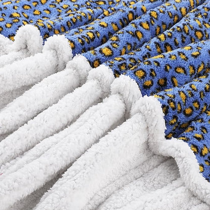 Electric Heated Blanket Full Size 72"×84" with 9 Heating Levels & 1-10Hs Auto Off, Plush Sherpa, Energy Efficient, Machine Washable, for Couch & Bed, Leopard Print Blue & Yellow
