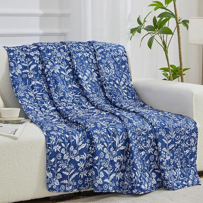 yescool Weighted Blanket for Adults (15 lbs, 60" x 80", Indigo) Cooling Heavy Blanket for Sleeping Perfect for 140-160 lbs, Queen Size Breathable Blanket with Premium Glass Bead, Machine Washable