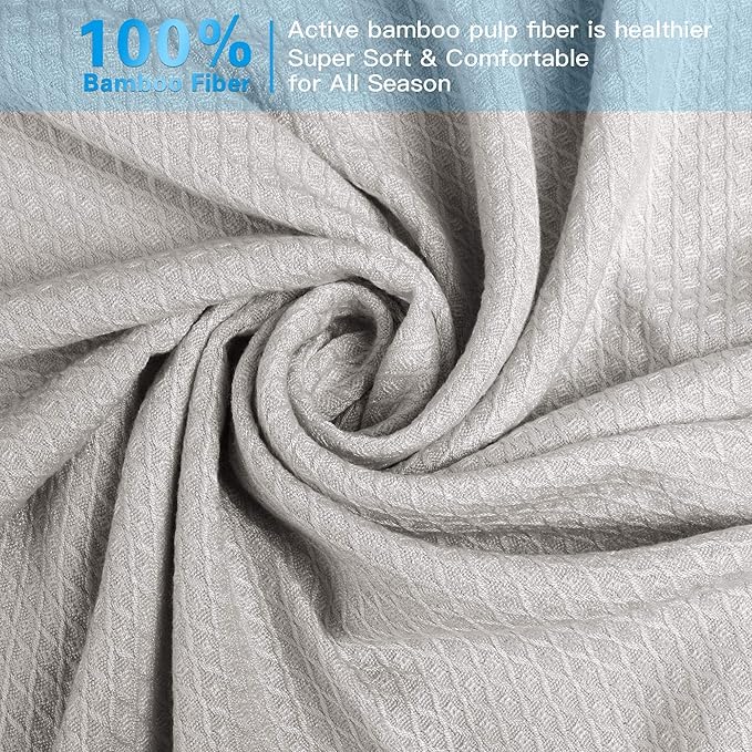 AmyHomie Cooling Blanket, 100% Rayon Derived from Bamboo, Cool Summer King Size Blanket for Hot Sleepers Soft Comfy Lightweight Blankets for All Seasons(Light Gray, 108×90in)