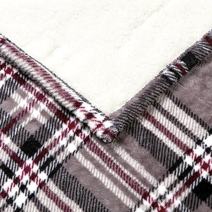Beautyrest Wearable Electric Poncho Wrap Blanket, Ultra Soft Sherpa & Berber Fleece Heated Throw, UL Certified & Oeko-TEX, 3 Heat Settings & 2 Hour Auto Shutoff, Gift-Ready, 50" x 64", Grey Plaid