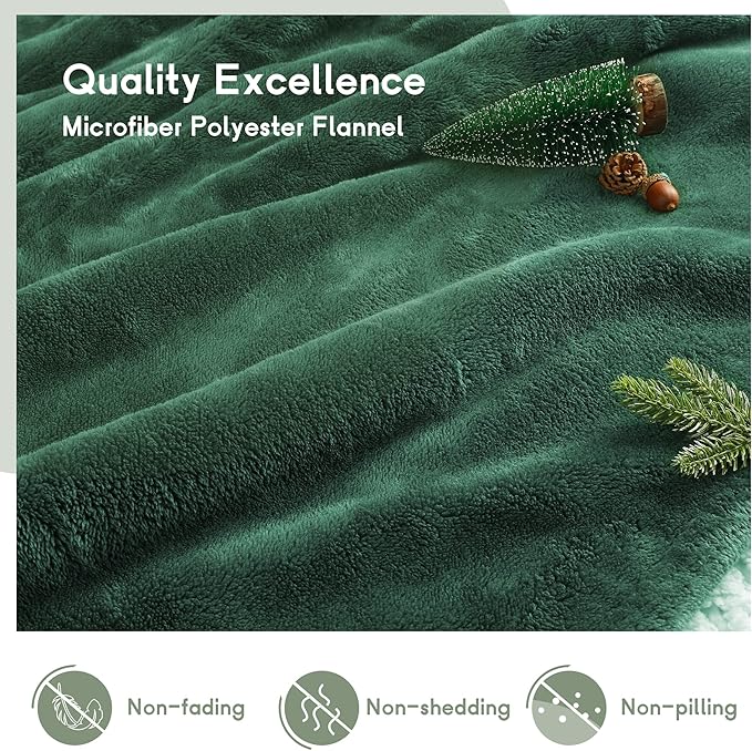 Heated Blanket Electric Throw Size 50''x60'' with 9 Heating Levels, 1-10 Hour Auto Shut Off, Machine Washable, Flannel & Sherpa Double-Sided Soft Warming Blanket for Couch, Bed, Office - Grass Green