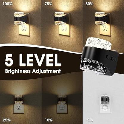 Briignite LED Night Light Plug into Wall, Dimmable Night Light with Bubble Design 3000K Warm & 5 Brightness Levels, Dusk to Dawn Sensor Nightlights for Kids Room, Nursery, Hallway, Bathroom, Bedroom
