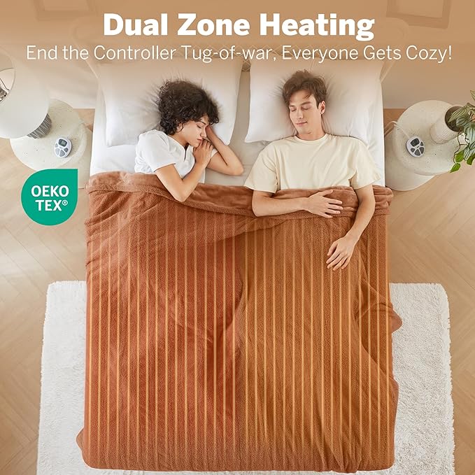 Serta Heated Blanket, Electric King Size Blanket, Soft, Warm, Fuzzy Heating Blanket King for Office, Couch, 1-12 hr Auto Shut Off Timer, 10 Lv Heat Setting, ETL Certified, King 100" x 90" Rust