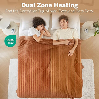 Serta Heated Blanket, Electric King Size Blanket, Soft, Warm, Fuzzy Heating Blanket King for Office, Couch, 1-12 hr Auto Shut Off Timer, 10 Lv Heat Setting, ETL Certified, King 100" x 90" Rust