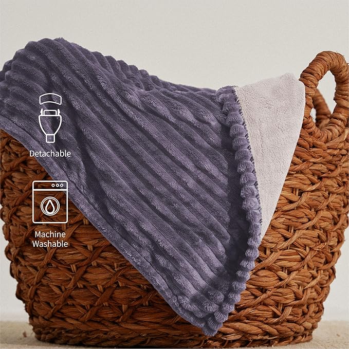Heated Blanket King Size 100"x90",ETL Certification-10 Heating Levels Electric Blanket&1-10 Hour Auto Off,Heating Blanket with Dual Controller (Purple)