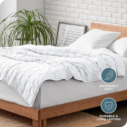 Bare Home Weighted Blanket Queen Size 20lb (60" x 80") for Adults - All-Natural 100% Cotton - Premium Heavy Blanket Nontoxic Glass Beads (White, 60"x80")