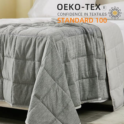 Weighted Blanket Twin Size 15bls, Cooling Blanket for Adult Hot Sleepers, Soft Bed Blanket Universal to All Seasons, 48''x72'' 15 LBS, Grey