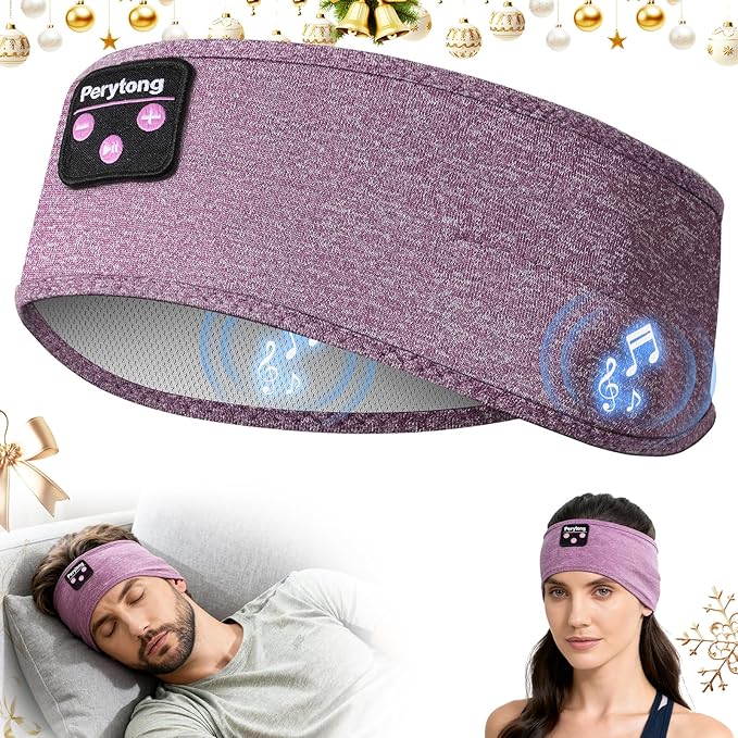 Perytong Sleep Headphones Bluetooth 5.4, Wireless Sleep Headphones with HD Stereo Speakers for Side Sleepers, Breathable & Sweat-Proof Sports for Sleeping Running Yoga Travel Meditation