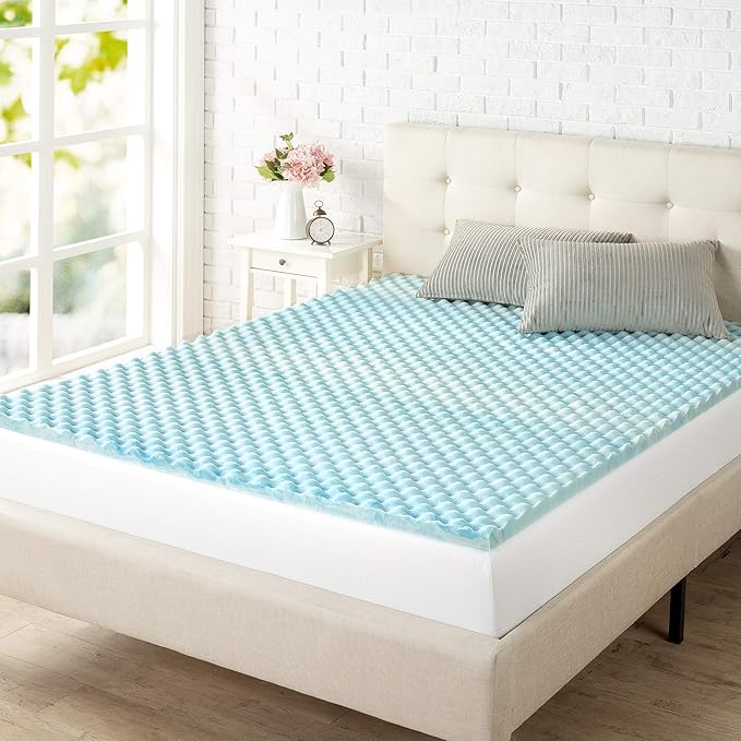 ZINUS 1.5/2/3/4-inch Swirl Gel Cooling Memory Foam Mattress Topper, Cooling Airflow Design, CertiPUR-US Certified (1.5 in, Twin)