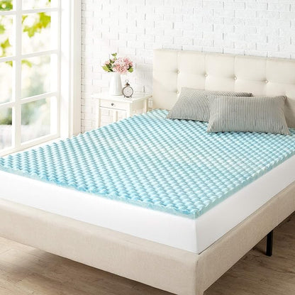 ZINUS 1.5/2/3/4-inch Swirl Gel Cooling Memory Foam Mattress Topper, Cooling Airflow Design, CertiPUR-US Certified (1.5 in, Twin)