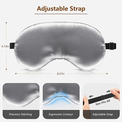 Sleep Mask Silk Eye Mask for Men Sleeping Mask, Adjustable Elastic Strap for Night Shading Sleep Mask, Soft and Comfortable for Both Men and Women (Grey)