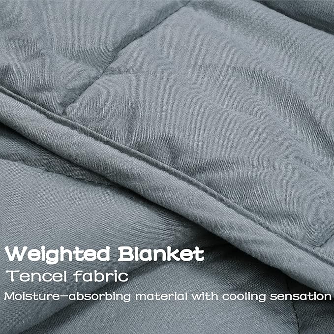Weighted Blanket (Queen Size 60''x80'' 20lbs), 100% Cozy Cotton Heavy Comforter Blanket with Premium Glass Beads for Individual Between 190-240lbs Adult, for Good Rest and Deep Sleep, Use on