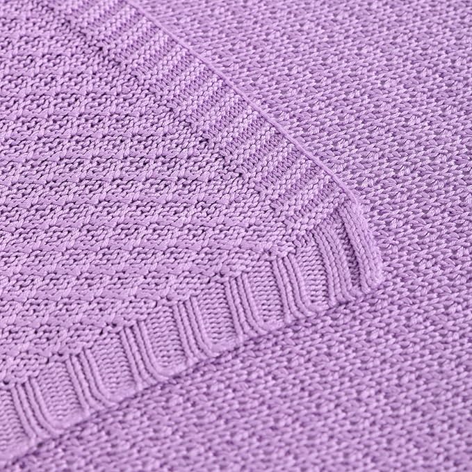 NTBAY Cable Knit Cooling Toddler Blanket, Soft and Breathable Baby Blanket 30x40 Inches Made from Rayon Derived from Bamboo for Crib, Stroller, Nursery, Light Purple