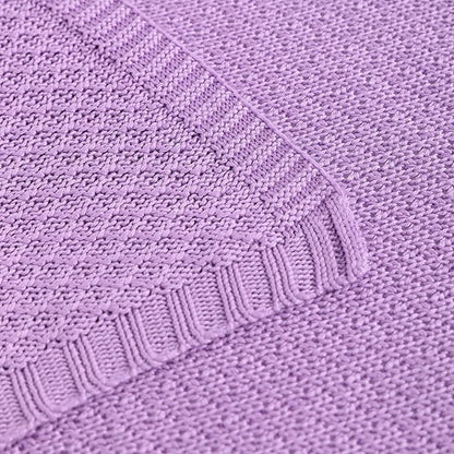 NTBAY Cable Knit Cooling Throw Blanket, Soft and Breathable Throw Blanket 51x67 Inches Made from Rayon Derived from Bamboo for Couch, Sofa, Nap, Light Purple