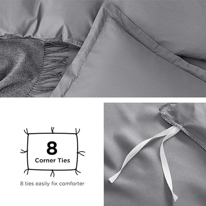 Bedsure Duvet Cover Queen Size - Only Includes 1 Duvet Cover (90"x90"), Hotel Luxury Soft Double Brushed All Season Bedding for Kids & Adults, Zipper Closure, NO Comforter, Grey