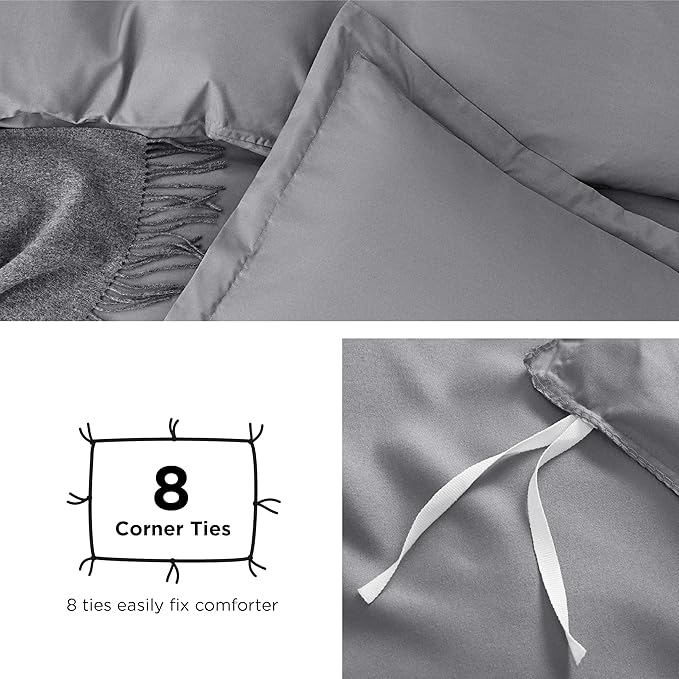 Bedsure Duvet Cover California King Size - Soft Double Brushed Bedding Set for Kids & Adults, Zipper Closure, 3 Pieces, Includes 1 Duvet Cover (104"x98") & 2 Pillow Shams, NO Comforter, Grey