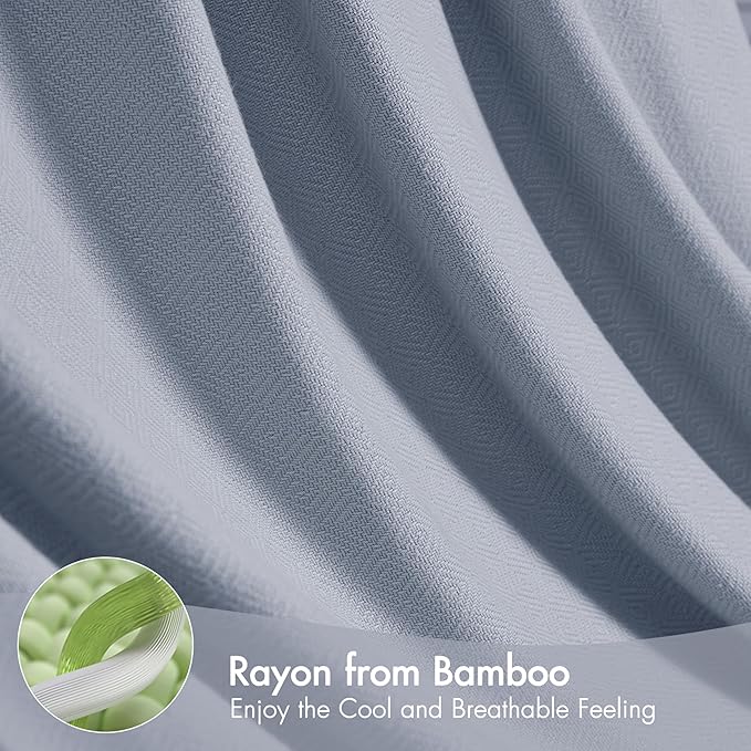 Madison Park Twin Size Blanket, 70% Rayon Bamboo-Based, 30% Cotton, Breathable for Hot Sleepers Menopause, Ultra Soft and Snag-Resistant, Summer Blanket for Bed or Couch, Twin 66"x90", Light Blue