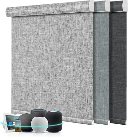 Aprilsmart Motorized Blinds with Remote,Compatible with Apple HomeKit Alexa Google Home- Voice and app Control,Motorized Roller Shades 100% Blackout Custom Size(Vigor Rock White -21)