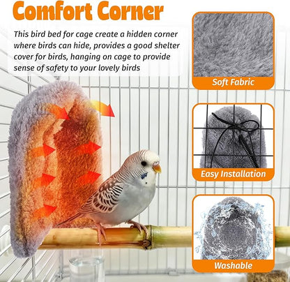 Dreyoo Snuggle Up Bird Cage Heater for Parrot and Small Birds,5V Low Voltage Heated Bird Perch with Constant Temperature Control & Anti Bite Line, Cozy Corner Warmer Blanket Cage Accessory (5.5"×5")