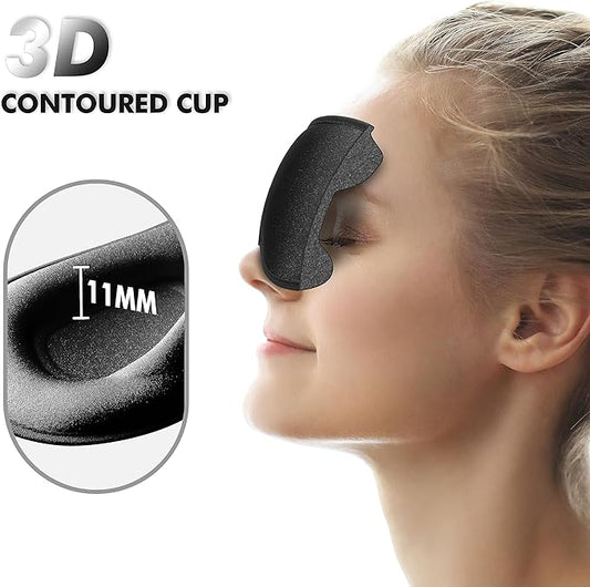 Sleep Eye Mask for Men Women, Lash Extensions 3D Sleeping Mask, Travel Blackout Night Blindfold Eye Shade Cover with Adjustable Strap (Black-3D)