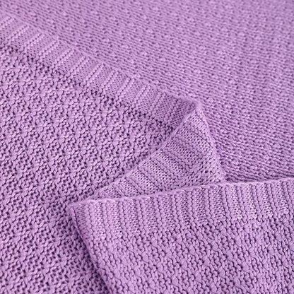 NTBAY Cable Knit Cooling Bed Blanket, Soft and Breathable Oversized Twin Bed Blanket 60x80 Inches Made from Rayon Derived from Bamboo for Bedroom, Travel, Light Purple