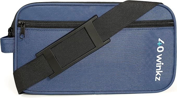 40Winkz Travel Carrying Bag compatible with ResMed AirMini, Portable CPAP Equipment Bag and Supplies Storage Bag with Shoulder Strap, Organizer Carrying Case with Luggage Strap (Navy)