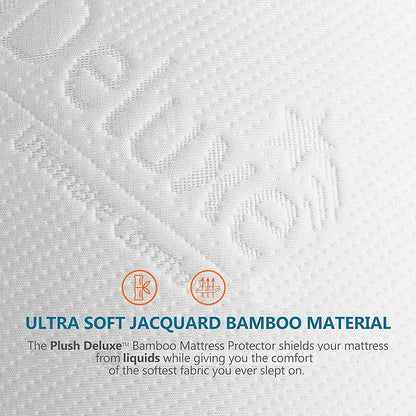PlushDeluxe Premium Viscose Mattress Protector – Cal-King Size, Waterproof, & Ultra Soft Breathable Noiseless Washable Bed Mattress Cover for Comfort & Protection 72X84 Inches