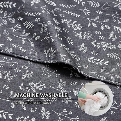 YnM Exclusive Cotton Duvet Cover for Weighted Blankets with 16 Strings (Plant/Grey, 60"x 80")