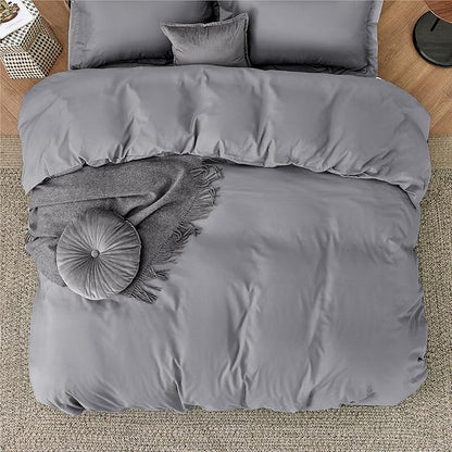 Bedsure Duvet Cover Queen Size - Only Includes 1 Duvet Cover (90"x90"), Hotel Luxury Soft Double Brushed All Season Bedding for Kids & Adults, Zipper Closure, NO Comforter, Grey