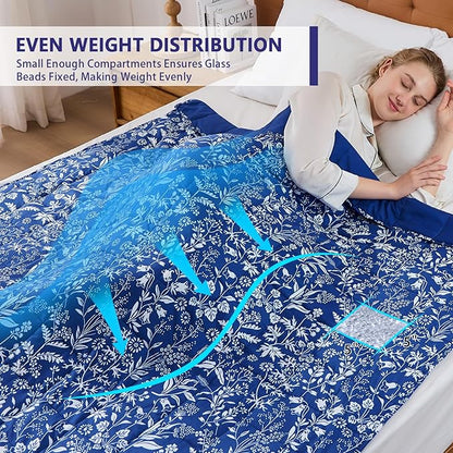 yescool Weighted Blanket for Adults (20 lbs, 60” x 80”, Indigo) Cooling Heavy Blanket for Sleeping Perfect for 190-210 lbs, Queen Size Breathable Blanket with Premium Glass Bead, Machine Washable