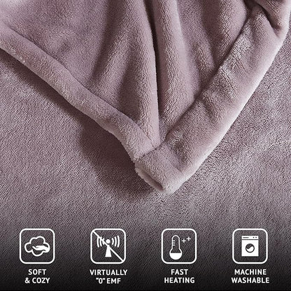 Beautyrest Heated Plush Elect Electric Blanket with 20 Heat Level Setting Controllers Equip with Secure Comfort Technology and 10 Hours Auto Shut Off, King: 90x100, Lavender,BR54-0657
