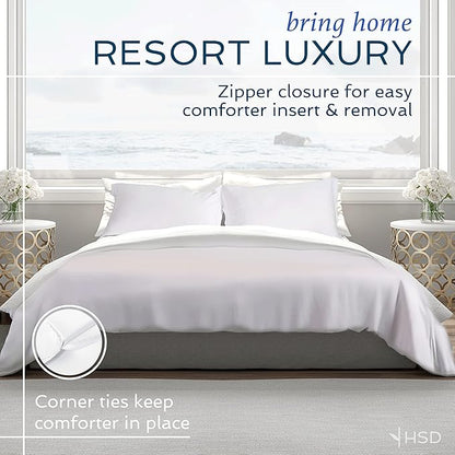 Hotel Sheets Direct 100% Duvet Cover 3 Piece Set - Better Than Silk - 1 Duvet Cover, 2 Pillow Shams with Corner Ties and Zipper Closure (California King, Light Blue)