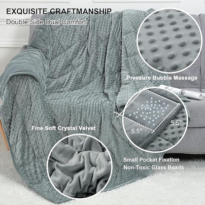 Alomidds Weighted Blanket (60"x80",15lbs Queen Size - Grey), Weighted Blankets for Adults and Kids, Cooling Breathable Soft and Comfort Minky, Heavy Blanket Microfiber Material with Glass Beads