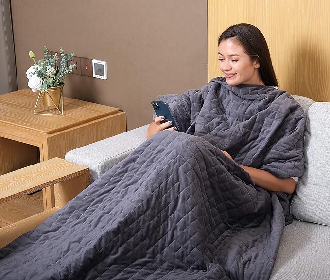 CoolZen™ Cooling Weighted Blanket 25 lbs with Removable Cover — Heavy Blanket for Adults, Calming, & Sleeping — Weighted Comforter with Premium Glass Beads for All Seasons — 60”x80” Queen Bed Size