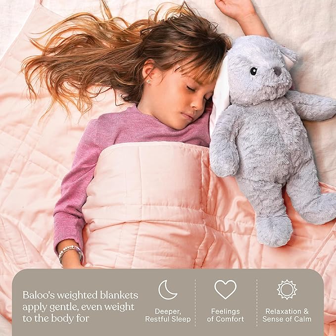 Baloo Weighted Blanket for Kids and Adults (Petal Pink - 9lbs 40"x60" - Mini Size) | Cooling & 100% Cotton Material | Machine Washable & Dryer Safe | with Glass Microbead Fill