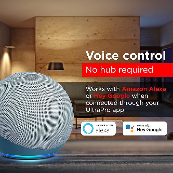 UltraPro Wi-Fi LED Smart Light Bulb, A19, 60W Equivalent, White Select Tunable 2700K - 6500K, Full-Range Dimmability, 2.4GHz Router Required, Circadian Rhythm, Easy-to-Use App, 2 Pack, 51448