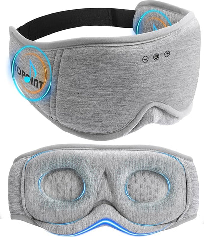Sleep Mask with Headphones Bluetooth 5.4, TOPOINT 3D Eye Mask Blackout with Soft Bamboo Cotton for Side Sleepers Women Men, Sleep Headphones Earphones HD Speaker Microphone for Travel Meditation Gift
