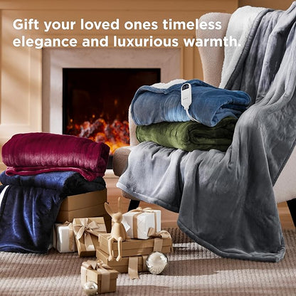 Bedsure Electric Blanket Full Size - Soft Flannel Heated Blanket, Fast Heating with 10 Time Settings & 6 Heat Settings, Warm Gift for Grandma (72x84 inches, Burgundy)