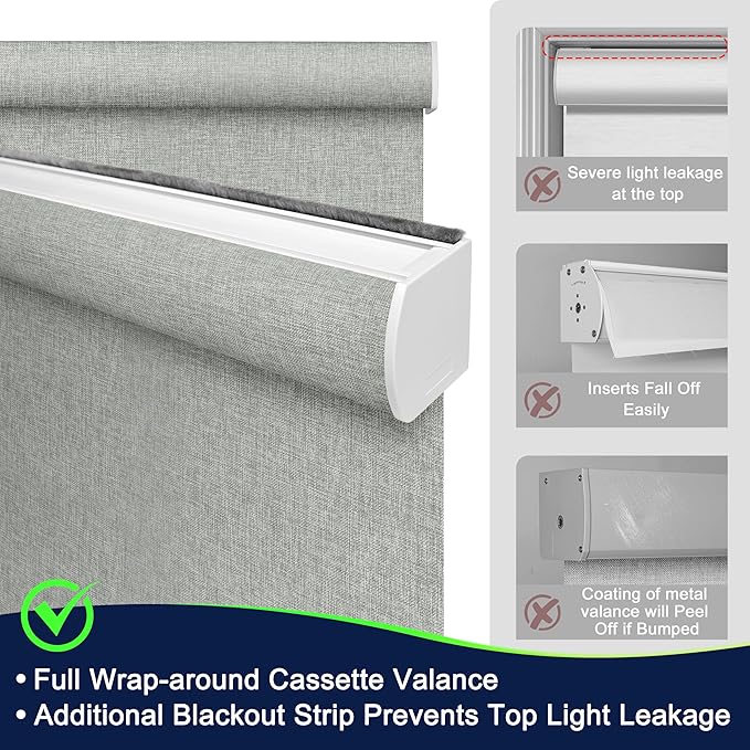 BERISSA Motorized Blinds with Remote,Blackout Smart Blinds for Windows,Linen Fabric,Remote Control,Customized Automatic Shades,Electric Shades with USB/Solar Pannel.Grey