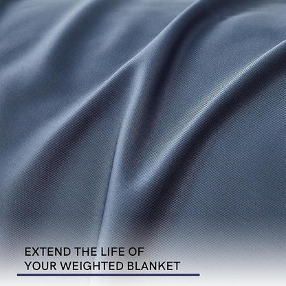 YnM Exclusive Cooling Duvet Cover for Weighted Blankets with 16 Strings (Blue Grey, 88"x104")