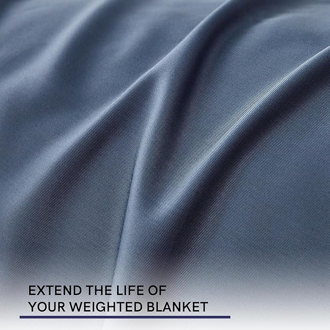 YnM Exclusive Cooling Duvet Cover for Weighted Blankets with 16 Strings (Blue Grey, 60"x80")
