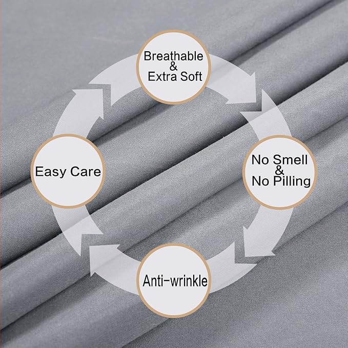 4 Piece Bed Sheet Set (Full,Silver Gray) 1 Flat Sheet,1 Fitted Sheet and 2 Pillow Cases,Brushed Microfiber Luxury Bedding with Deep Pockets