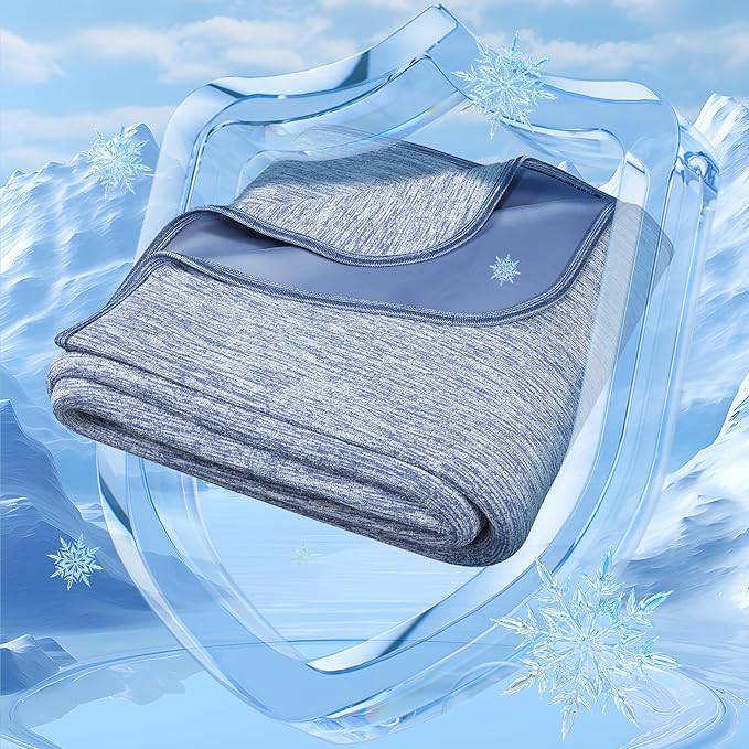 Degrees of Comfort Lightweight Breathable Cooling Blanket for Hot Sleepers- Double Side Summer Thin Cozy Blanket for Adults Kids, Oeko-TEX 100% Certified(Blue, 50"x70")