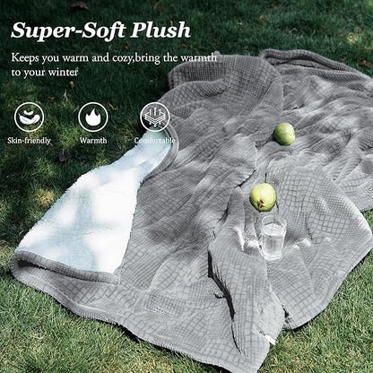 Heated Blanket Electric Blanket Throw 50''X60''-Heating Throw with 9 Heat Settings-2-10 Hours Auto Off,ETL Certified,Machine Washable (Grey)